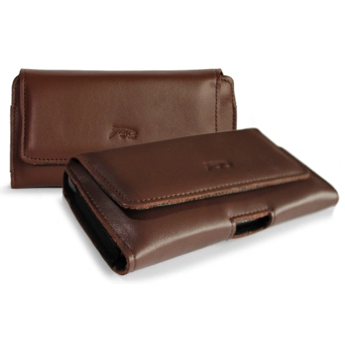 Leather case LURESKO FREYA XL for belt phone case 165x82x10mm (smooth brown)