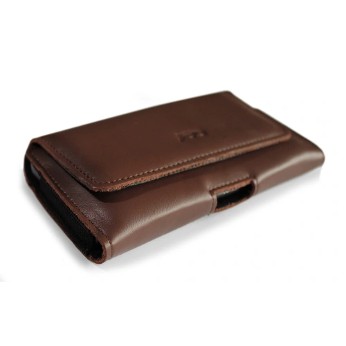 Leather case LURESKO FREYA XL for belt phone case 165x82x10mm (smooth brown)