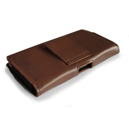 Leather case LURESKO FREYA XL for belt phone case 165x82x10mm (smooth brown)