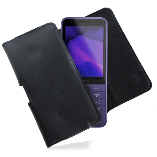 Leather case LURESKO FREYA S for belt phone case 131x62x12mm - BLACK SMOOTH