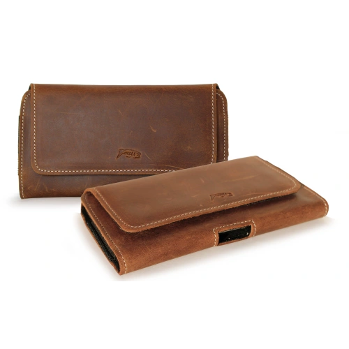 Leather case LURESKO FREYA S for belt phone case 131x62x12mm - VINTAGE BROWN