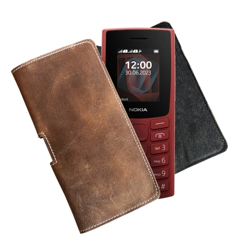 Leather case LURESKO FREYA S for belt phone case 131x62x12mm - VINTAGE BROWN