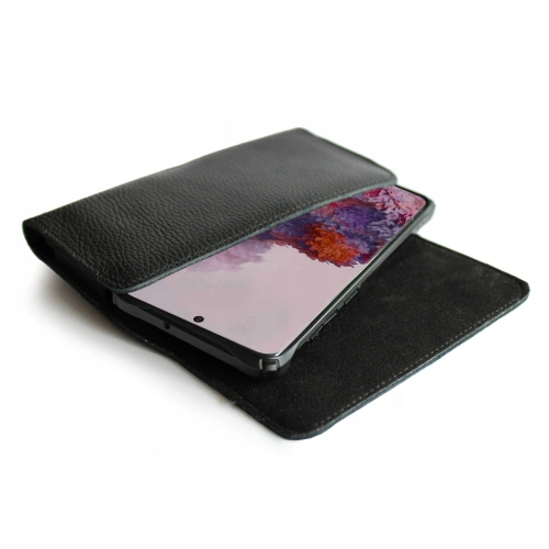 Leather case LURESKO FREYA XXL for belt phone case 170x82x10mm (black ribbed black thread)