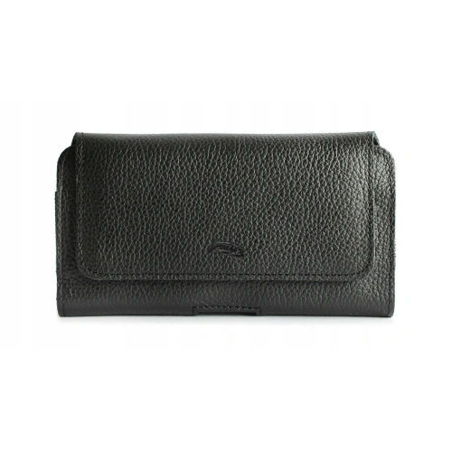 Leather case LURESKO FREYA XXL for belt phone case 170x82x10mm (black ribbed black thread)