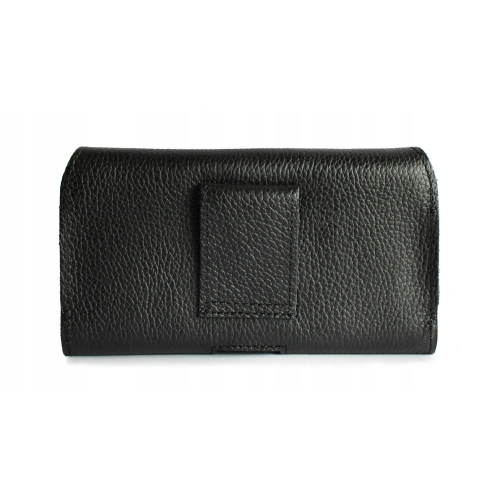 Leather case LURESKO FREYA XXL for belt phone case 170x82x10mm (black ribbed black thread)