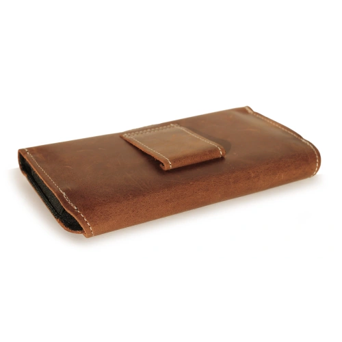 Leather case LURESKO FREYA 3XL for belt phone case 175x83x15 (vintage brown white thread)
