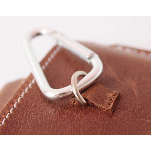 Leather universal case LURESKO ASTER XXL with a loop for a lanyard slipcase for phone 5.8' - 6.1' (vintage brown white thread)