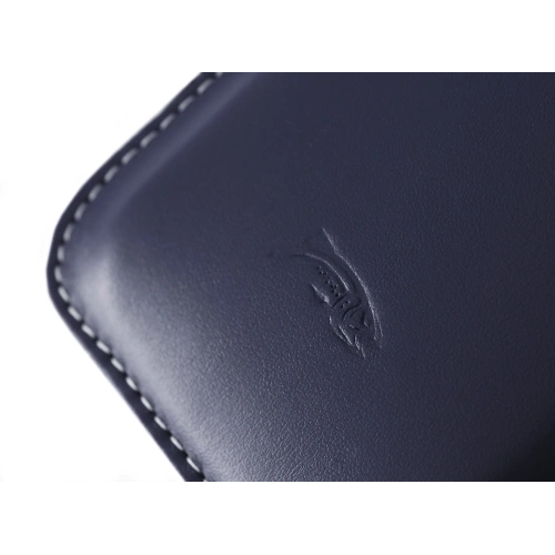 Leather slip case LURESKO LILLA XXXL slip case for phone 6.5' - 6.9' (blue smooth white thread)