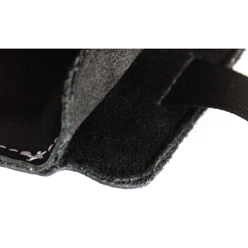 Leather slipcase LURESKO LILLA 4XL slipcase for phone up to 7 inches leather case (smooth black white thread)