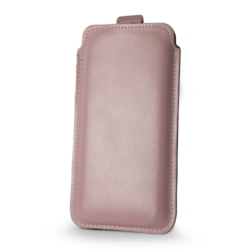 Leather slip case LURESKO LILLA 4XL slip case for phones up to 7 inches leather case / phone in protective case (smooth pink white thread)