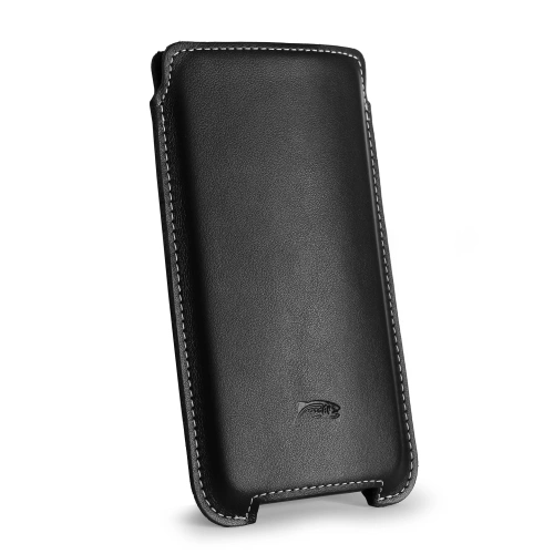 Leather case LURESKO NORTHERN XXXL slip-on for phone (black smooth white thread)