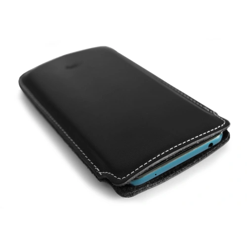 Leather case LURESKO NORTHERN XXXL slip-on for phone (black smooth white thread)