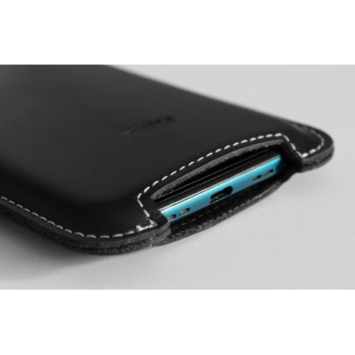 Leather case LURESKO NORTHERN XXXL slip-on for phone (black smooth white thread)