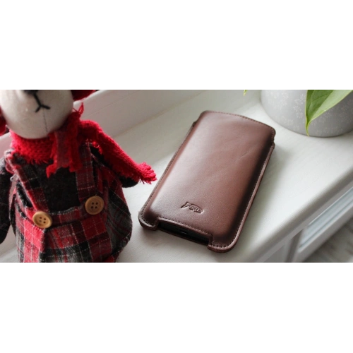 Leather case LURESKO NORTHERN XXXL slip-on for phone (smooth brown)