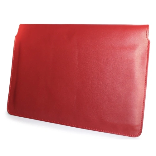 Leather case LURESKO CLAYER XL+ for tablet 290 x 212 x 9mm (smooth red with red thread)