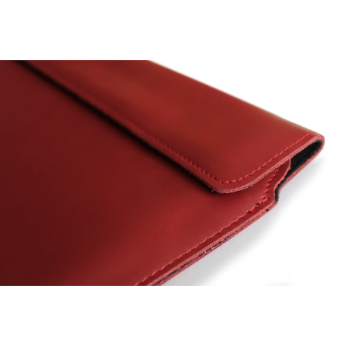 Leather case LURESKO CLAYER XL+ for tablet 290 x 212 x 9mm (smooth red with red thread)