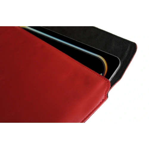 Leather case LURESKO CLAYER XL+ for tablet 290 x 212 x 9mm (smooth red with red thread)