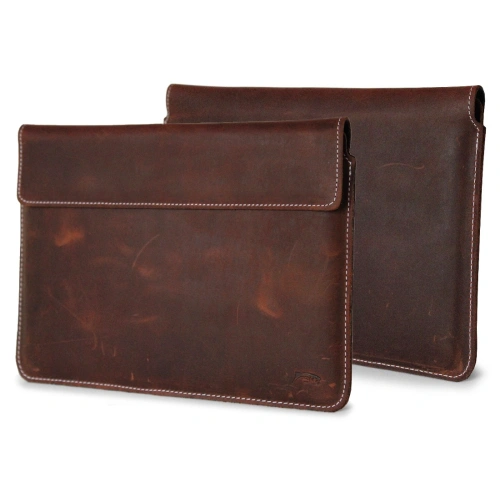 Leather case LURESKO CLAYER XL+ for tablet 290 x 212 x 9mm (vintage brown white thread)