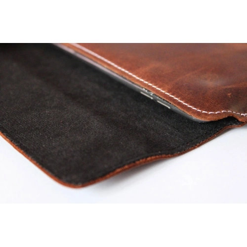 Leather case LURESKO CLAYER XL+ for tablet 290 x 212 x 9mm (vintage brown white thread)