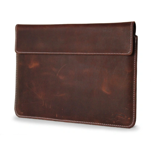Leather case LURESKO CLAYER XL+ for tablet 290 x 212 x 9mm (vintage brown white thread)