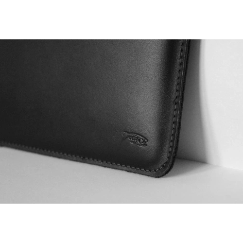 Leather case LURESKO CLAYER XL+ for tablet 290 x 212 x 9mm (black smooth black thread)
