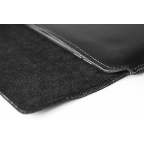 Leather case LURESKO CLAYER XL+ for tablet 290 x 212 x 9mm (black smooth black thread)
