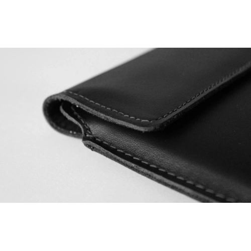 Leather case LURESKO CLAYER XL+ for tablet 290 x 212 x 9mm (black smooth black thread)