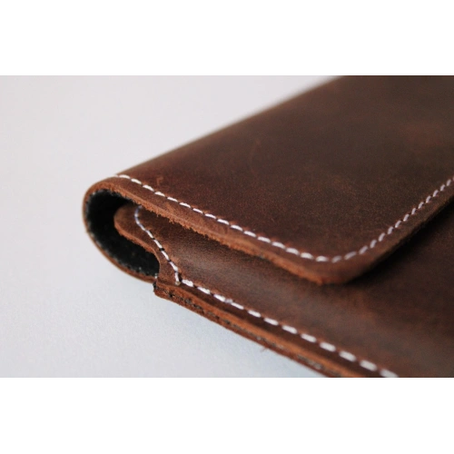 Leather case LURESKO CLAYER XXL for tablet 313 x 222 x 9mm (vintage brown white thread)