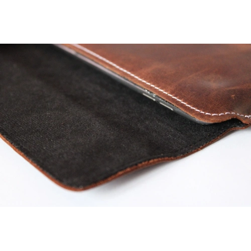 Leather case LURESKO CLAYER XXL for tablet 313 x 222 x 9mm (vintage brown white thread)