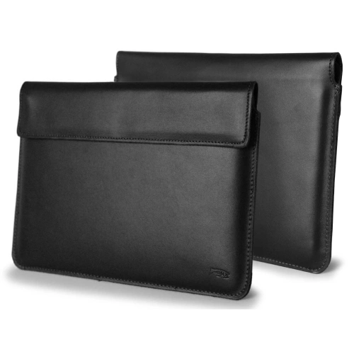 Leather case LURESKO CLAYER XXL for tablet 313 x 222 x 9mm (black smooth black thread)