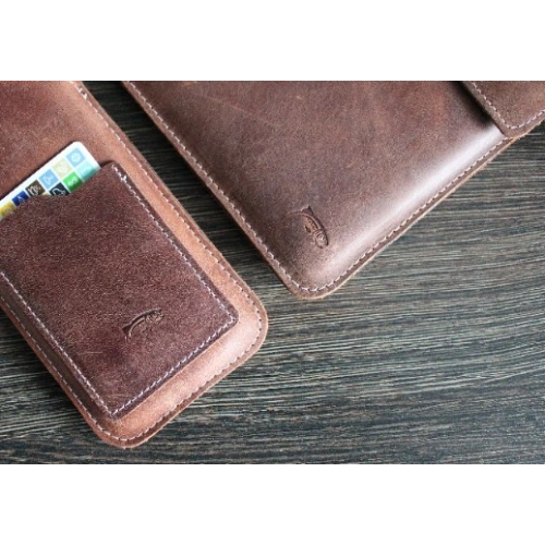 Bőr tok LURESKO CLAYER XL2 GKL táblagéphez 249 x 181 x 9mm (barna vintage fehér cérna)