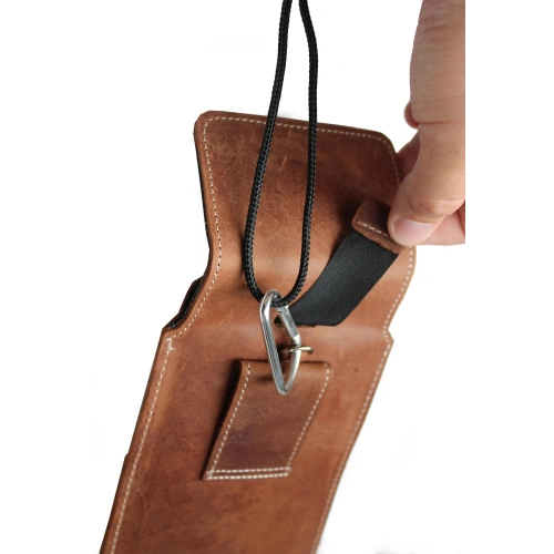 Leather case LURESKO VISSA 4XL for neck 170x80x9mm (brown vintage white thread)