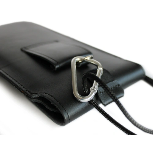 Leather case LURESKO Vissa S for neck S 144x71x9mm - BLACK
