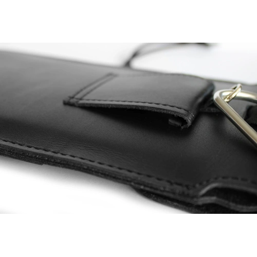 Leather case LURESKO Vissa S for neck S 144x71x9mm - BLACK