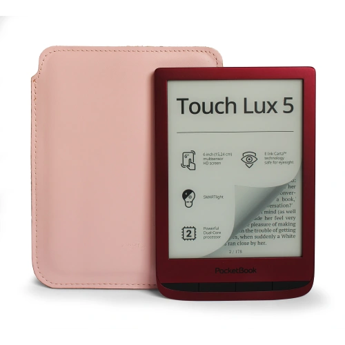Leather case LURESKO MASTER S for eBook 162x113x9mm (smooth pink with pink thread)