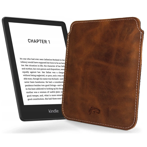 Leather case LURESKO MASTER S for ebook 162x113x9mm (vintage brown white thread)