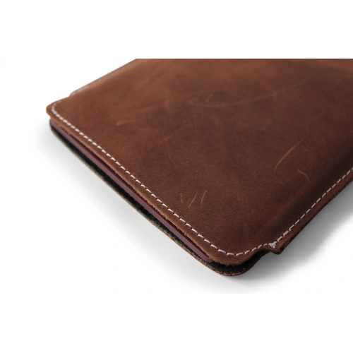 Leather case LURESKO MASTER S for ebook 162x113x9mm (vintage brown white thread)