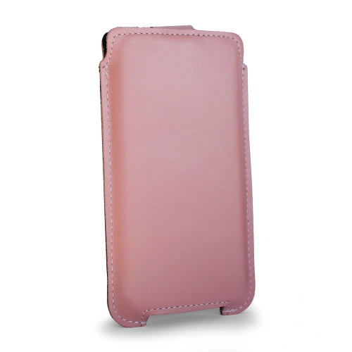 Leather case LURESKO SOFIJA XXXL universal with a strap (smooth pink white thread)