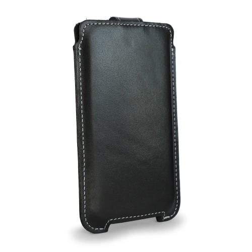Leather case LURESKO SOFIJA XXXL universal with a strap (black smooth white thread)