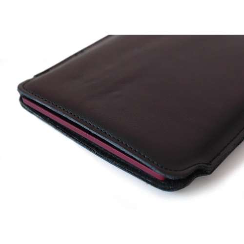 Leather case LURESKO MASTER M for ebook 177x130x9mm (black smooth black thread) (PAP)