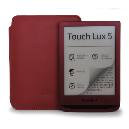 Leather case LURESKO MASTER M for ebook 177x130x9mm (red smooth) (PAP)