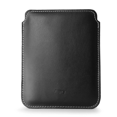 LURESKO MASTER L leather case for e-book 198x139x9mm (black smooth white thread) (INK)