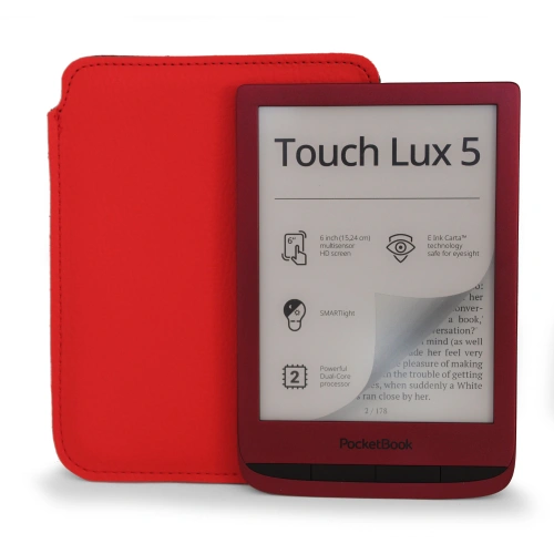 Leather slipcase LURESKO for ebook 162x113x9mm (red)