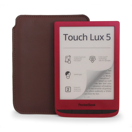 Leather slipcase LURESKO for e-book 162x113x9mm (brown)
