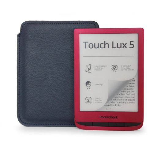Leather slipcase LURESKO for ebook 177x130x9mm (navy blue) (PAP)