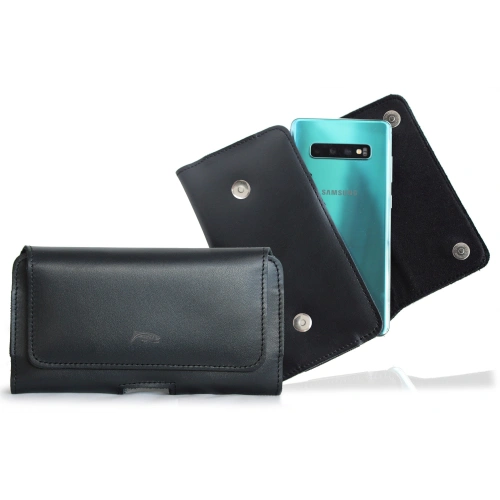 Leather holster LURESKO SUNNE XL for belt 165x82x12 (flat magnet) (black smooth black thread)