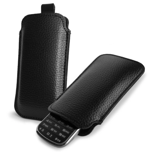 Leather slip case LURESKO SLEEVE XS for small phones / feature phones 119mm x 53mm (black)