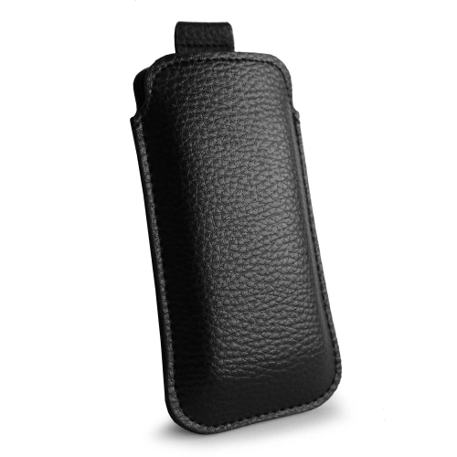 Leather slip case LURESKO SLEEVE XS for small phones / feature phones 119mm x 53mm (black)