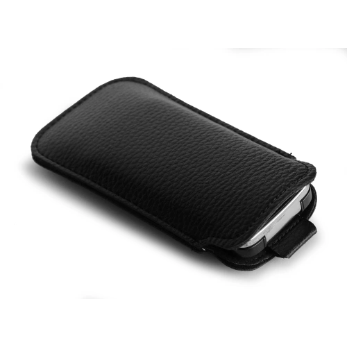 Leather slip case LURESKO SLEEVE XS for small phones / feature phones 119mm x 53mm (black)