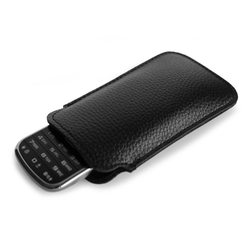 Leather slip case LURESKO SLEEVE XS for small phones / feature phones 119mm x 53mm (black)